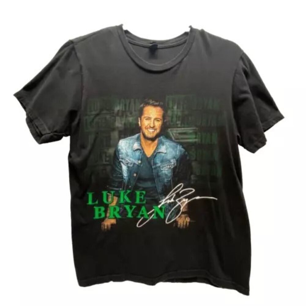 Luke‎ Bryan Concert T-Shirt Adult Medium Black District Very Important Tee EUC